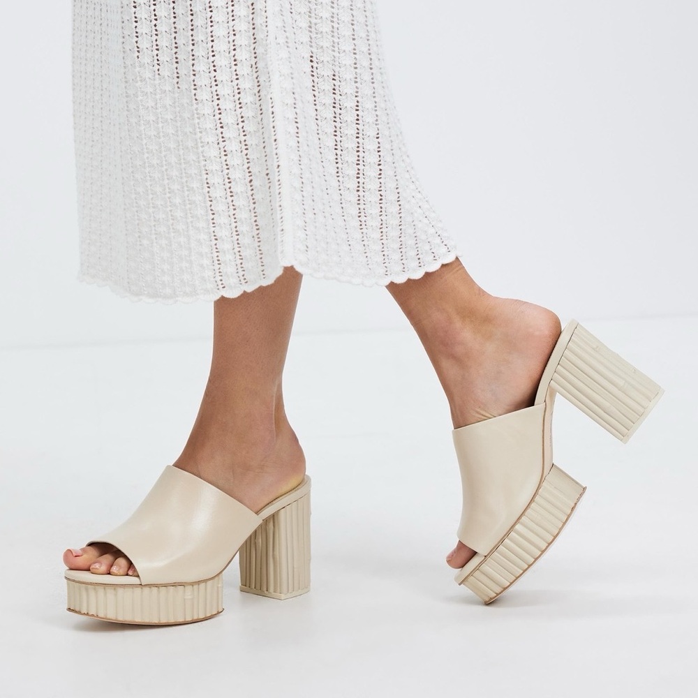 Cult Gaia Judith Leather Bamboo Platform Sandals Size 40 EU 10 US